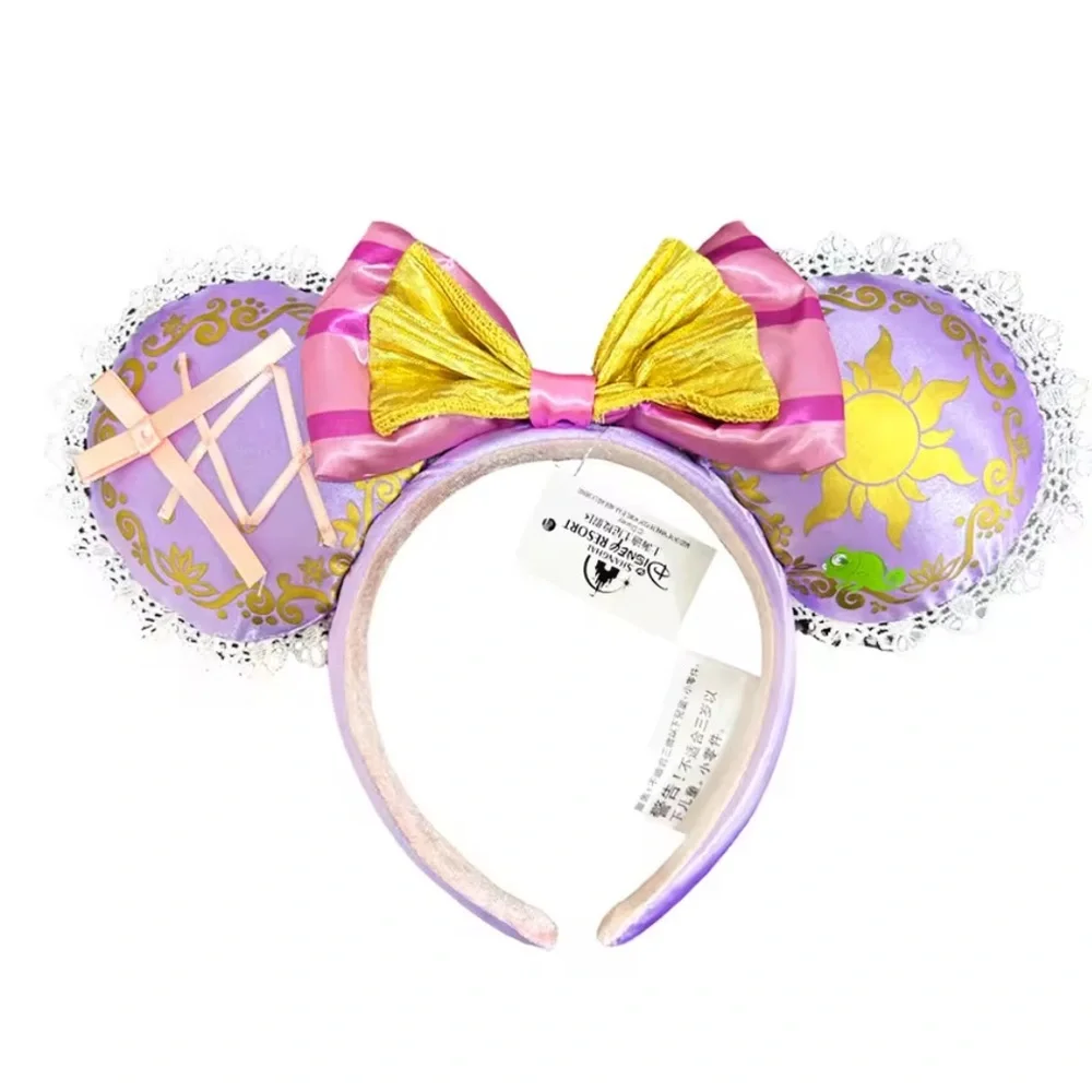 Disney Parks Rapunzel Tangled Princess Purple Gold Bow Minnie Mouse Ear Headband